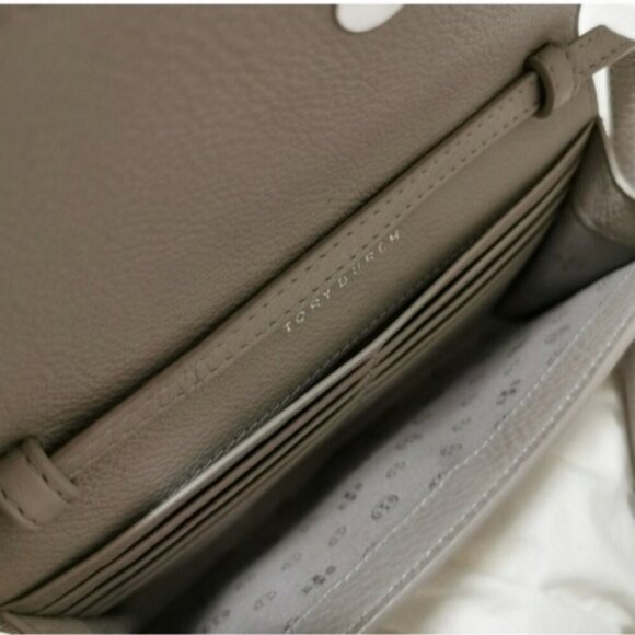 Tory Burch Dove Gray Wallet On Chain Shoulder bag Clutch - Picture 14 of 16